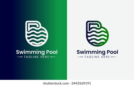 Icono de símbolo de piscina logo vector concepto Agua Mar 