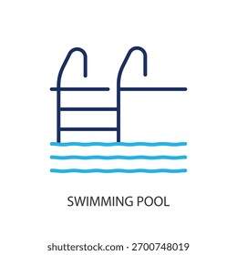 Iconos de línea delgada de la piscina. Ilustración vectorial original.