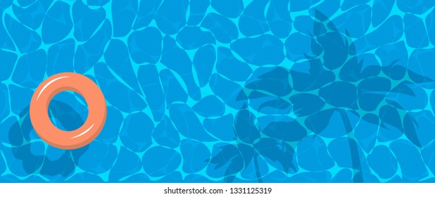 swimming pool top view background. Vector illustration. Water, ring