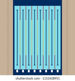 Swimming pool from top view flat design, vector illustration