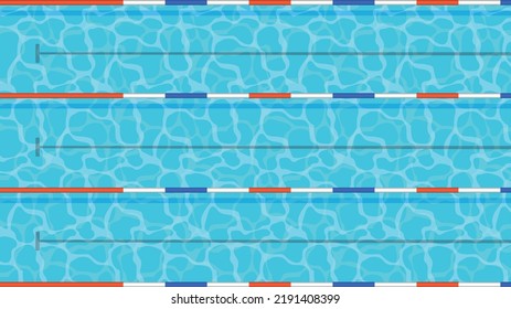 Swimming Pool Top View. Olympic Pool Swimming. Paths Dip Pool Top View. Vector Stock