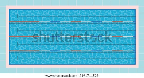 Swimming pool top view. Olympic pool\
swimming. Paths dip pool top view. Vector\
stock