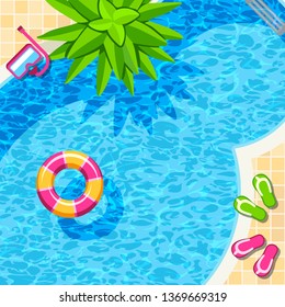 Swimming pool top view for relax vector background