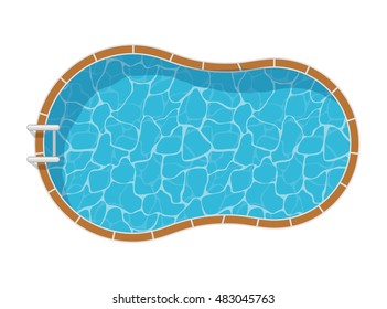 Swimming pool top view set isolated on white background. Blue water leisure pool relaxation holiday travel. Resort swimming vector pool icon luxury lifestyle tropical outdoor.