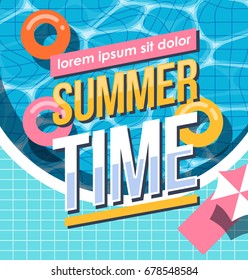 Swimming pool, top view. summer time background. vector illustration for web and print.