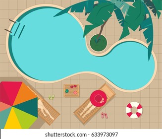 Swimming pool, top view, vector illustration