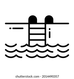 icono de moda en la piscina, de estilo plano, aislado de fondo blanco. Símbolo de diseño de sitio web, logotipo, aplicación, interfaz de usuario.