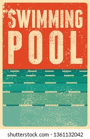 Swimming Pool typographical vintage grunge style poster. Retro vector illustration.