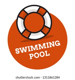 Swimming Pool Typography with Simple Lifebuoy Illustration