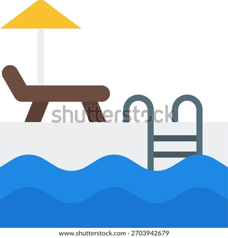Swimming pool vector design in modern style, hotel leisure facility and guest recreation concept, vacation amenities illustration. Flat Icon
