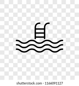 Swimming pool vector icon isolated on transparent background, Swimming pool logo concept