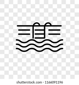 Swimming pool vector icon isolated on transparent background, Swimming pool logo concept