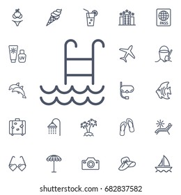 Swimming Pool Vector Icon on the white background. Summer set of travel icons