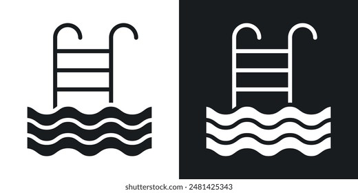 Swimming pool vector icon set in black color.