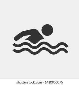 Swimming pool vector icon solid grey