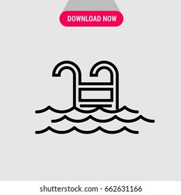 Swimming pool vector icon, Stairs in the swimming pool symbol. Simple, modern flat vector illustration for mobile app, website or desktop app  