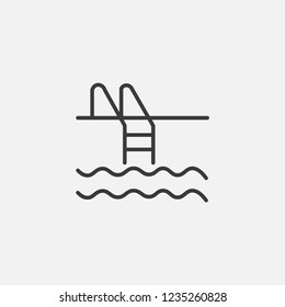 Swimming pool vector icon. Swimming pool symbol. Linear style sign for mobile concept and web design. Swimming pool symbol illustration. Pixel vector graphics - Vector.
