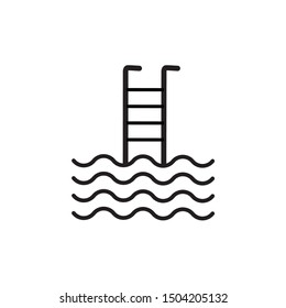Swimming pool vector icon. The symbol of the place icon for swimming is isolated white background on eps 10
