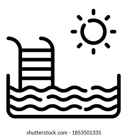 swimming pool vector icon thin line style for Web and Mobile.