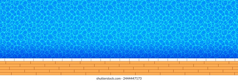 Vektorillustration des Schwimmbads. Wasseroberfläche Vorlage Hintergrund. Schöne wässrige Textur Bildschirmhintergrund. Sommerferien, Reise- und Ferien-Banner für Wasserzentrum, Spa-Werbe-Designs.