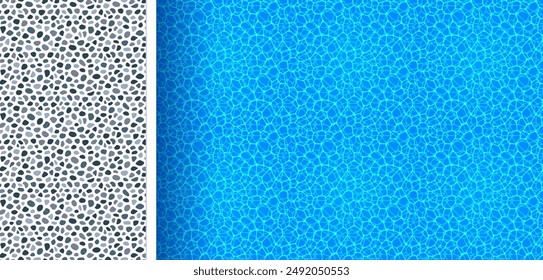 Swimming pool vector illustration. Water surface top view template background. beautiful watery texture wallpaper. Summer holidays and travel banner for aquatic center, spa advertising designs