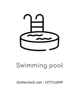 swimming pool vector line icon. Simple element illustration. swimming pool outline icon from summer concept. Can be used for web and mobile
