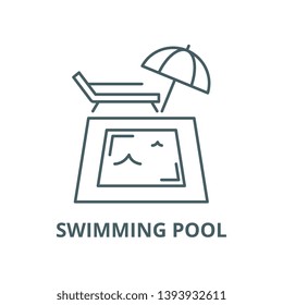 Swimming pool vector line icon, linear concept, outline sign, symbol