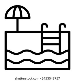 Diseño de iconos de línea de Vector de piscina