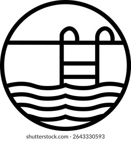 Swimmingpool Vektor Linie Icon Design