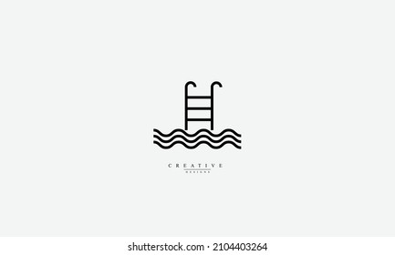 Swimming pool vector logo design