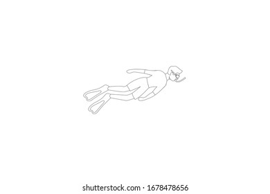 Swimming In The Pool Vector Object Outline Illustration