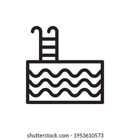 Swimming Pool Vector Outline Icon. EPS 10 File. Hotel and Services Symbol
