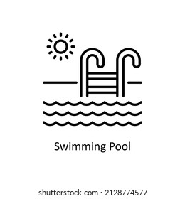Swimming Pool vector outline icon for web isolated on white background EPS 10 file