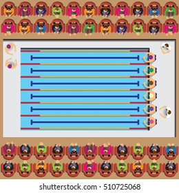 Swimming pool. View from above. Vector illustration.