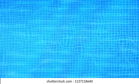 Swimming pool water background. Blue clear water. Resort. Hotel. Travel. Vacation. Summertime vector illustration. Trip. Swimming pool texture. Blue. Health. Relax. Tropical. Top view backdrop.