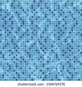 Swimming pool, the water is so clear that the tiles under the pool can be seen. There are dark blue and light blue alternately beautiful and with reflections on the water surface - vector.