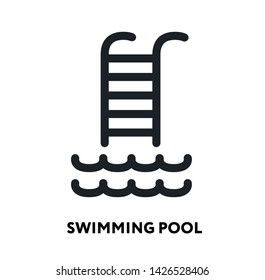 Swimming Pool Water Ladder. Vector Flat Line Icon Illustration.