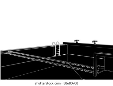 Swimming Pool For Water Polo Competition Vector 02