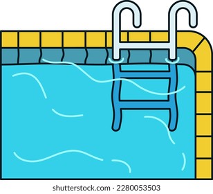 Swimming Pool Water Pool Summer Beach Sea Travel Hotel Colored Outline