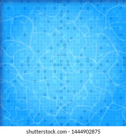 Swimming pool water surface background view top. Clear transparent water texture. Vector illustration in flat design. EPS 10.