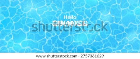 Swimming pool water surface. Rippling waves. Blue fresh water texture. 
Blue ocean, sea pattern with sunlight glow. Noisy retro texture overlay. 
