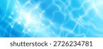 Swimming pool water surface texture with rippling waves and sparkling reflections. Blue ocean pattern with realistic sunlight glow, shimmering underwater effect and summer vibes for water background