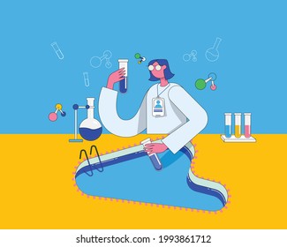 Swimming pool water testing flat illustration concept vector design