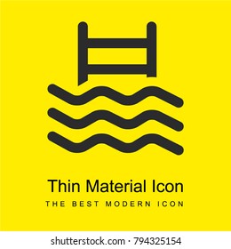 Swimming pool water waves with ladder bright yellow material minimal icon or logo design