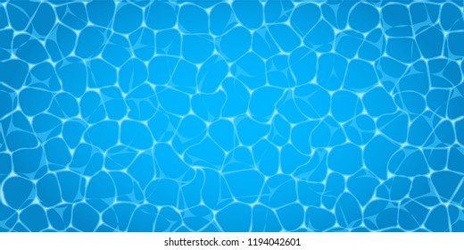 Swimming pool with waves background. Summer background. Texture of water surface. Overhead view. Vector illustration background