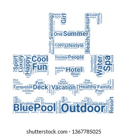 swimming pool word cloud. tag cloud about swimming pool