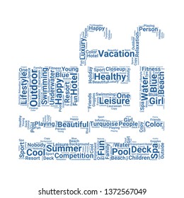 swimming pool word cloud. tag cloud about swimming pool