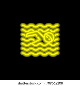 Swimming pool yellow glowing neon ui ux icon. Glowing sign logo vector