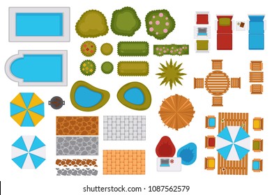 Swimming pools and backyard design elements set