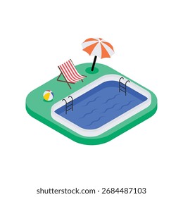 Swimming pools Isometric vector Illustration 